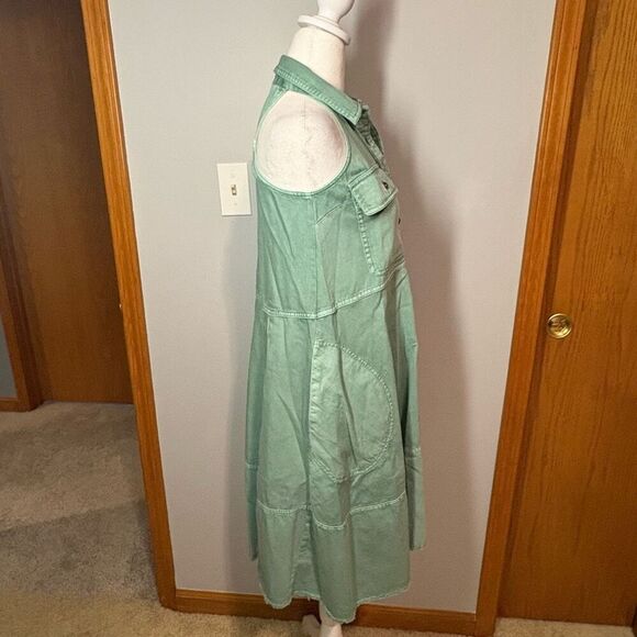 Pilcro Anthropologie sleeveless halter swing midi dress green size XS petite NEW - Picture 3 of 12
